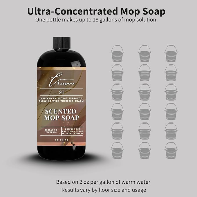 Lapew Si Scented Mop Soap - Luxury Floor Cleaner Concentrate for Mopping Tile, Laminate, Vinyl & Hardwood | Streak-Free, Low-Foam | 36 oz