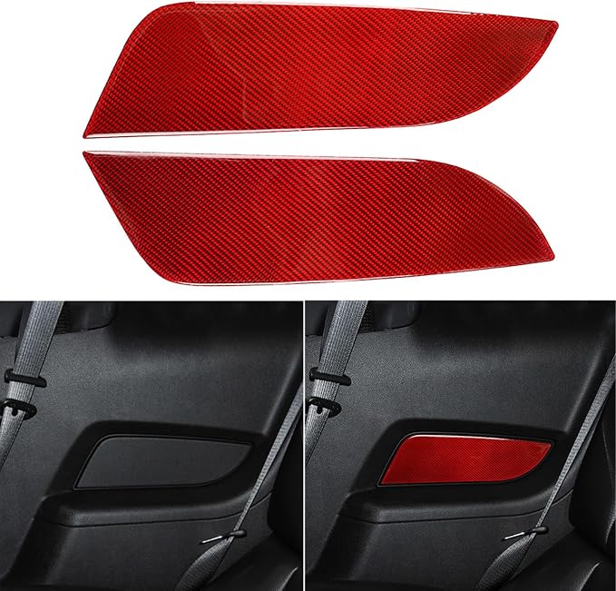 Real Carbon Fiber Trim for Ford Mustang Accessories | for 2009 2010 2011 2012 2013 2014 Rear Door Armrest Panel Cover Interior Thick Overlay Decal