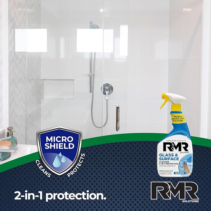 RMR Surface Renewal System – Instant Stain Remover + Glass & Surface Cleaner/Protectant, Indoor/Outdoor Cleaning Kit for Mirror, Screen, Furniture, Siding, & Deck, 2–32 Oz Bottles