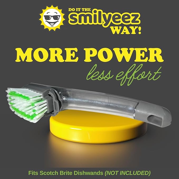 Smilyeez Replacement for Scotch Brite, 4-Pack, Makes Your Dishwand Like New, Dishwand Brush Refills, Easy to Install