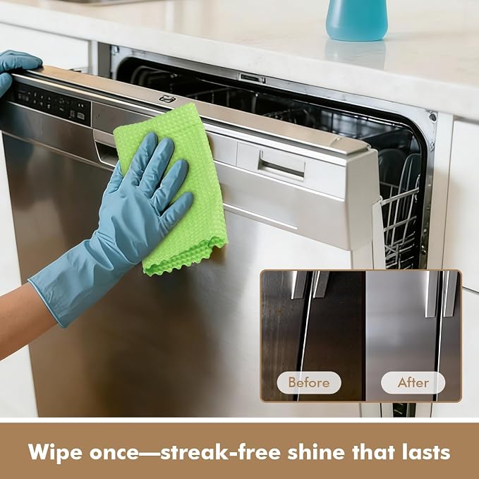 AIDEA Microfiber Glass Cleaning Cloth 12PK, Magic Cleaning Cloth 11×11" | Lint Free Cloth Polishing Rags, Stainless Steel Wipes for Glass, Windows, Mirrors, Stainless Steel, Kitchen Dishcloths