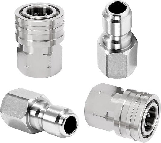 M MINGLE Pressure Washer Adapter, 2 Sets 3/8 Inch NPT Quick Connect Fitting | Stainless Steel Pressure Washer Fittings, Female Power Washer Quick Disconnect Kit, 5000 PSI
