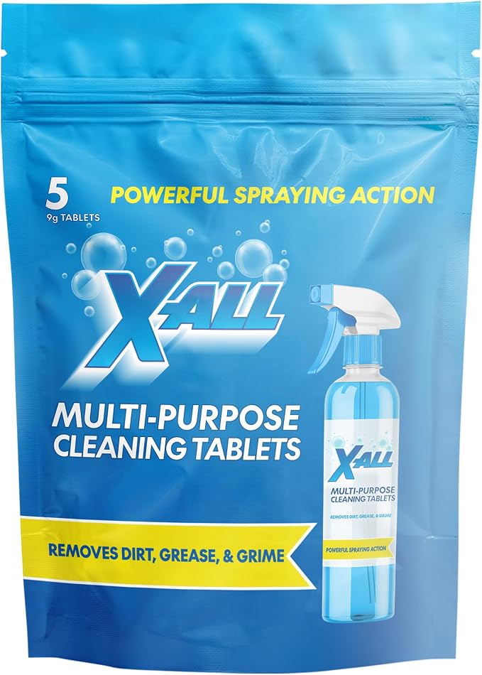X-ALL Multi-Purpose Cleaning Tablets – Streak-Free Shine and Deep Cleaning Tablet for Home on All Surfaces, 5x Tablets Only