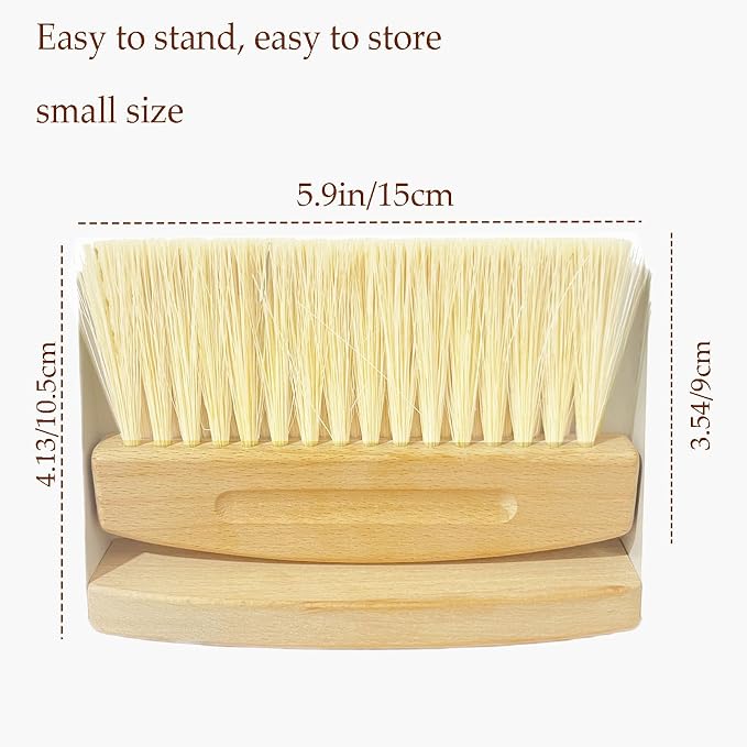 Mini Broom and Dustpan Set Small Metal Dustpan and Brush Set Hand Whisk Broom for Home Office Desktop Sofa Pet Care Household Cleaning (sisal Hemp bristles, White)