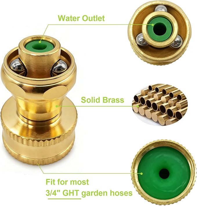 Heavy Duty Brass Hose Nozzle, 3PCS Adjustable Twist Pressure Sprayer High Pressure Water Sweeper Nozzle for Garden Hose Power Wash Hose Attachment
