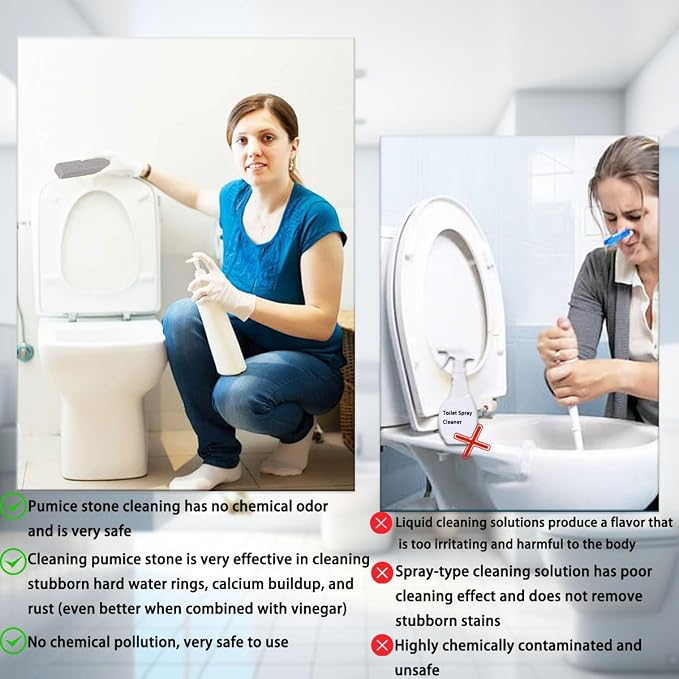 Herda 6 Pack Pumice Stone Toilet Bowl Cleaner, Powerfully Pumice Stick for Toilet Cleaning Hard Water Rings, Calcium Buildup, for Cleaning Stove, Tubs, Grills, Swimming Pools, Sinks（Without gloves）