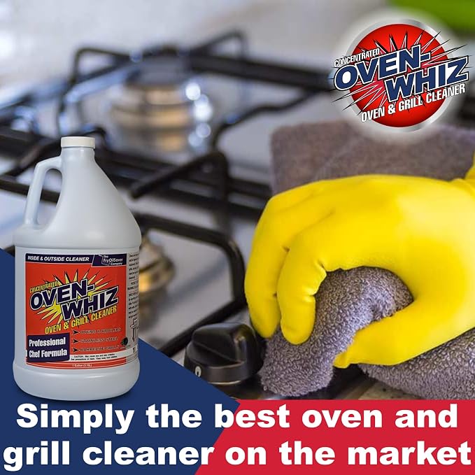1 Gallon (128 Oz.) Oven-Whiz Oven & Grill Cleaner by FryOilSaver Co., Removes Tough Stains, Carbon, Grease & Food Burnt for BBQ Grills, Ovens, Grates for Home Kitchens, Restaurant, Food Trucks & Diner