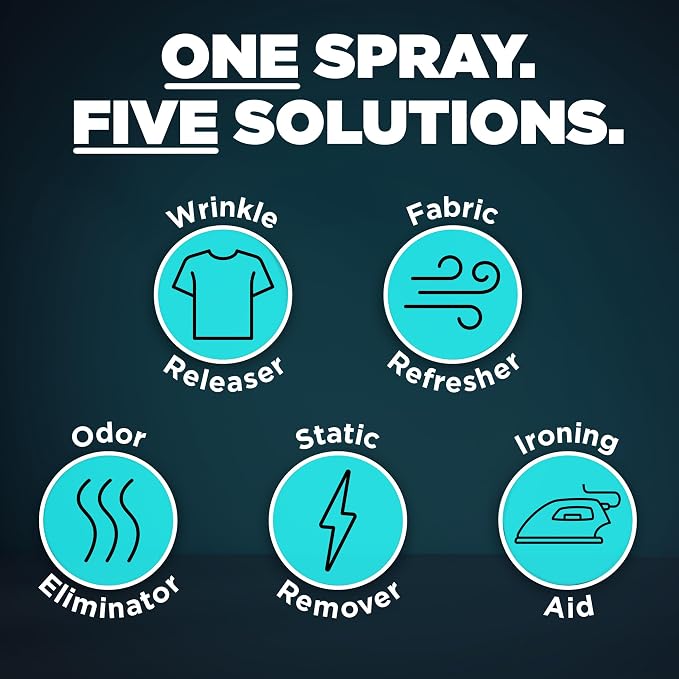Downy Wrinkle Releaser Spray, All In One Wrinkle Release Spray, Odor Eliminator, Static Remover, Fabric Refresher & Ironing Aid for Clothes, 33.8 Fl Oz (Pack of 2), Unstopables Fresh Scent