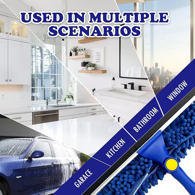 Window Cleaner Squeegee Kit - 2.38M (94inch) Cleaning Equipment with Long Handle 3 in 1 Extendable Window Cleaning Tool for High Windows, Glass, Home, Wall and Car