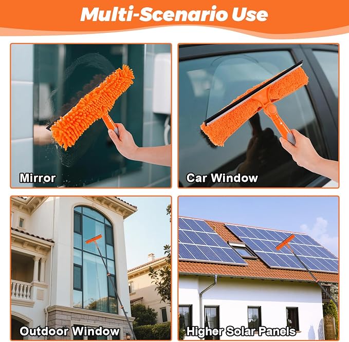 4.7-30FT Carbon Fiber Telescopic Squeegee for Window Cleaning Kit | Ultra-Light Heavy-Duty Carbon Fiber Extension Pole with 3/4 threaded Tip for Wide Accessory Compatibility
