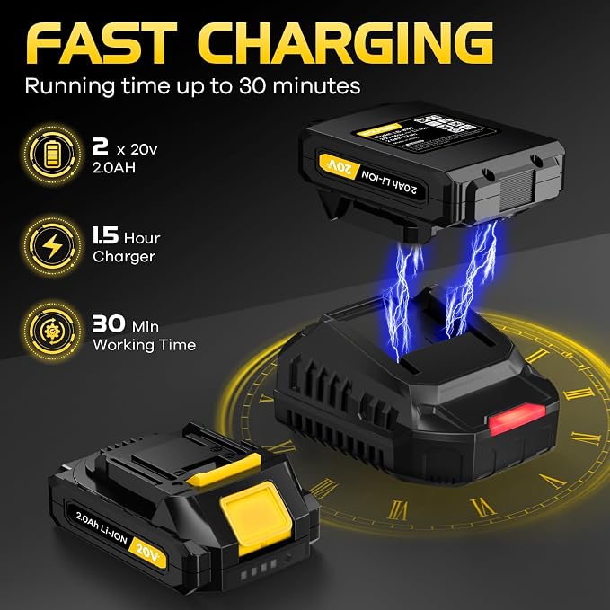 Leaf Blower, Electric Cordless Leaf Blower with 2 Batteries and Charger, 2 Speed Mode, Lightweight Cordless Blower for Blowing Leaves, Patio Cleaning, Blowers for Lawn Care and Dust