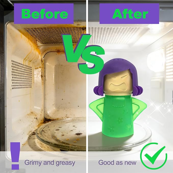 PARFINER Microwave Cleaner Angry Mama Easy Steam Cleans with Vinegar and Water for Home and Kitchens