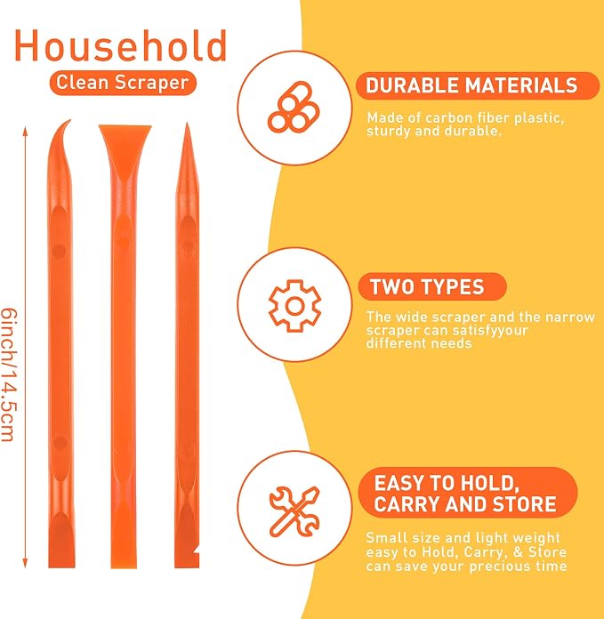9 Pieces Plastic Scraper Tool Scratch Free Crevice Cleaning Sticker Remover Tool Multipurpose Non Scratch Scrapers for Tight Spaces, Kitchen, Crevices, Auto Detailing, Paint