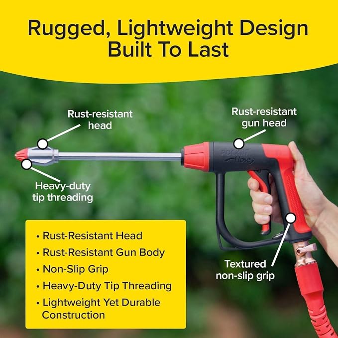Pocket Hose Arrow Customizable Spray Nozzle, As Seen on TV | Flow Force Tech, 4 precision tips, jet stream to gentle watering, rust-resistant, non-slip grip, ideal for car wash