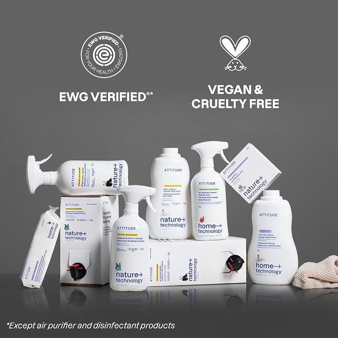 ATTITUDE All Purpose Cleaner Spray, EWG Verified, Vegan, Made with 94% Plant-Based Ingredients, Streak-Free for Kitchen, Bathroom, Glass & More, Citrus Zest Scent, 27.1 Fl Oz