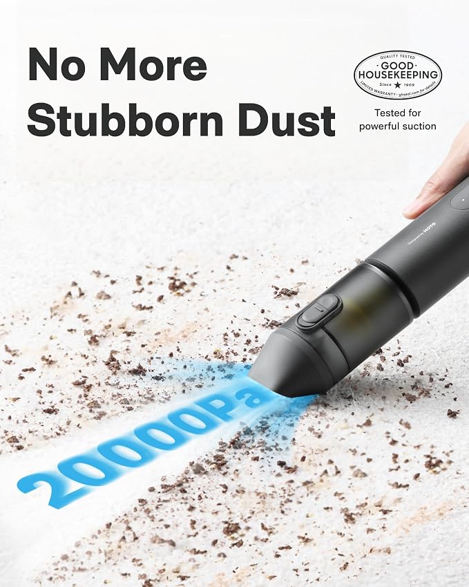 HOTO Car Vacuum Portable Cordless, 4-in-1 Mini Handheld Vacuum, 20000Pa | Hand Vacuum Rechargeable Electric Compressed Air Duster Blower for Dorm Room, Apartment, Car, Desk, Keyboard, Home, Office