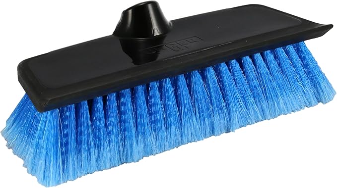 Unger Hydropower 10" Soft Brush with Squeegee, Blue | Water-fed soft bristle brush; integrated squeegee blade; compatible with HydroPower waterflow poles