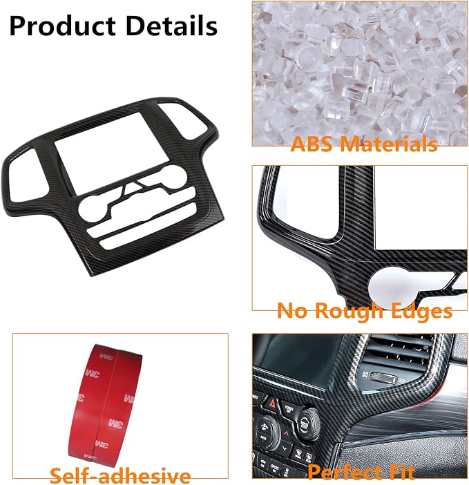 Dashboard GPS Navigation Panel Trim Full Cover for 2014-2018 Jeep Grand Cherokee SRT8 ABS Interior Mouldings Black Carbon Fiber Look Car Styling 1-Pack
