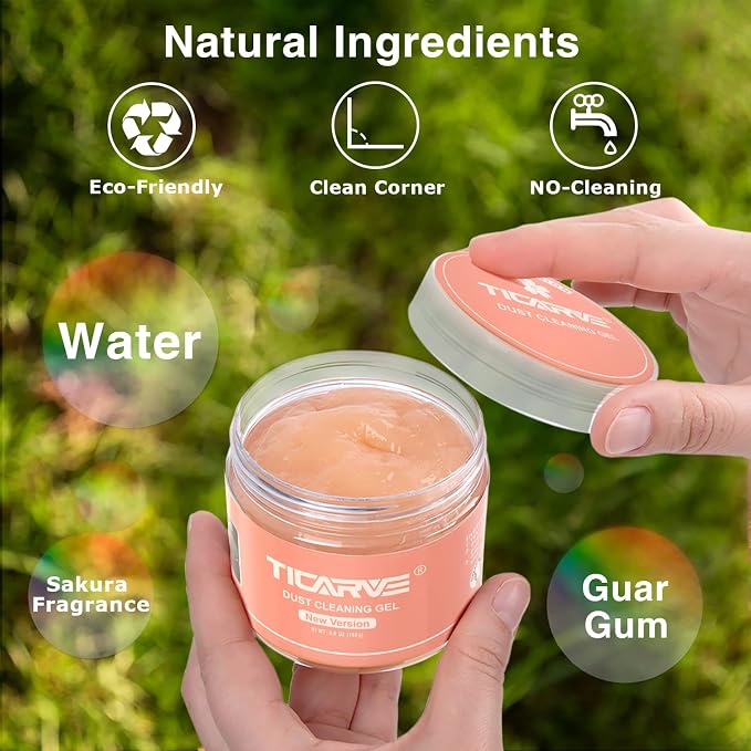 TICARVE Cleaning Gel for Car Detail Putty Car Vent Cleaner Upgrade Orange | Universal Tiny Crevices Gel, Car Interior Cleaning Putty, Auto Detail Tools, Car Dust Cleaning Mud, Keyboard Cleaner Slime