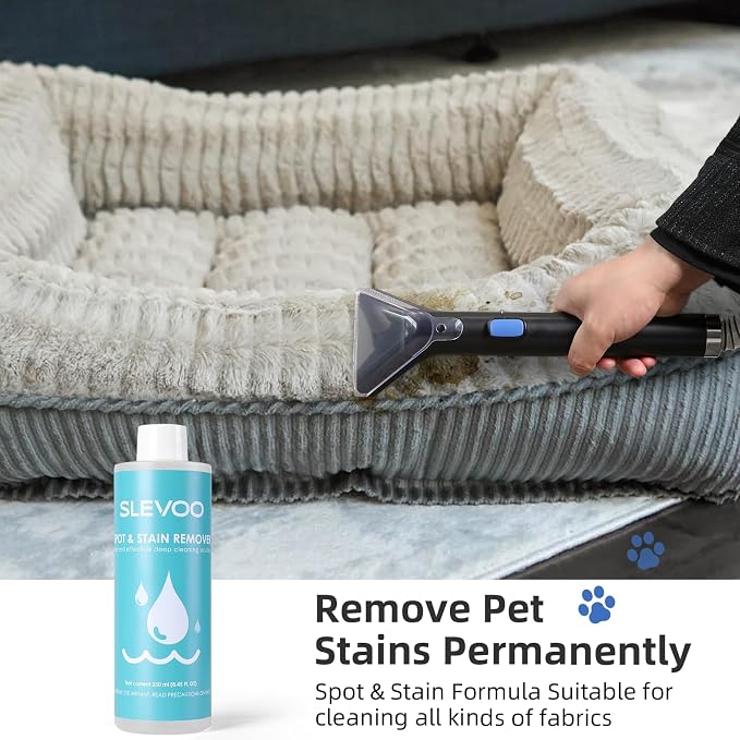 Slevoo 450W Portable Carpet Cleaner Machine with 1 Bottle Cleaning Solutions, Strong Suction Upholstery and Furniture Cleaner for Cleaning Stairs, Car Interiors, for Pet Footprint, Dust, Oil(AU-C003)