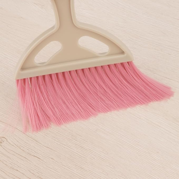 Mini Dustpan and Brush Set Portable Small Broom with Dust Pan Handheld Hangable Whisk Broom and Dust Pan for Home, Kitchen, Table, Office, Car 1 Pcs (Pink)