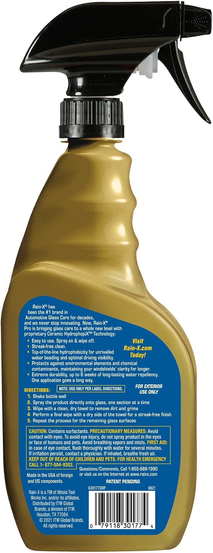 Rain-X 630177SRP Cerami-X Glass Cleaner + Water Repellent, 23oz - Cleaning Effectively While Remaining Streak Free, Protecting Against Contaminants and Stains