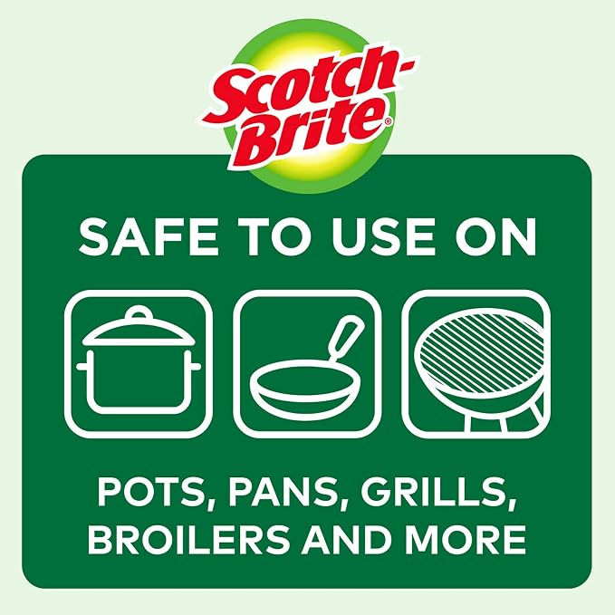 Scotch-Brite Stainless Steel Scrubbers,Scouring Pads for Cleaning Tough Baked-On Messes,Metal Scrubbers for Cleaning Dishes,3 Scrub Pads,(Pack of 8)