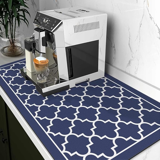 WISELIFE Dish Drying Mat Super Absorbent Drying Mat Large Dish Drying Mats for Kitchen Counter Easy Clean Dish Mat Kitchen Drying Mat18"x 28" Stylish Blue