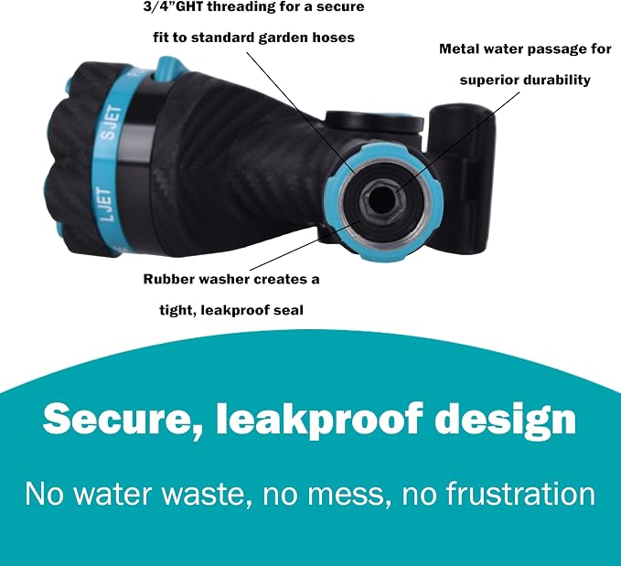 Gilmour Heavy Duty Graphite Fireman Garden Hose Nozzle with Swivel Connect | 8 Pre-set Spray Patterns, Flow Control, Durable Metal Build, Multi Use for Plants, Pets, Cars, and Patios