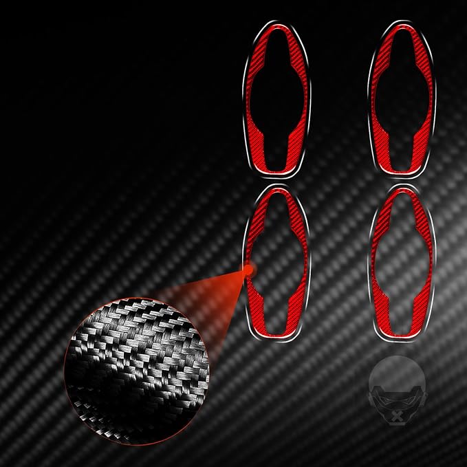 Red Real Carbon Fiber Trim for Nissan Rogue Accessories | for 2014-2020 / Rogue Sport 2017-2022 Door Pull Handle Sticker Exterior Thick Overlay Decal