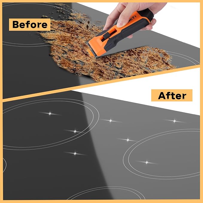 REXBETI Razor Blade Scraper Tool, 2 Pack Windows, Glass Stovetop Scraper | 14 metal & 300 plastic blades. Removing paint, grease, adhesive, stickers, label, decal. General cleaning tool. Blade Storage