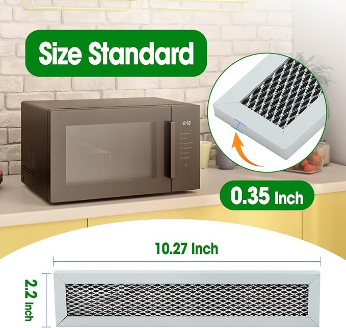 2Pcs Microwave Filter Fit for Frigidaire FGMV175QFA FGMV154CLFA FFMV1745TSA FFMV1745TWA FGBM15WCVFA FGBM19WNVDA FGBM19WNVFA FGMV153CLBA, Oven Charcoal Filter