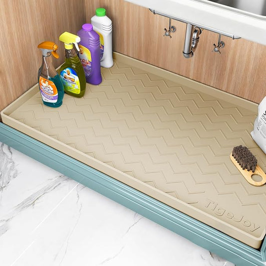 TigeJoy 37" x 22" Under Sink Mats for Kitchen Waterproof, Leak-Proof Silicone Mat Sink Protector and Cabinet Liner, Kitchen Essentials Organizer and Storage, Boot or Shoe Tray, Pet Feeding Mat