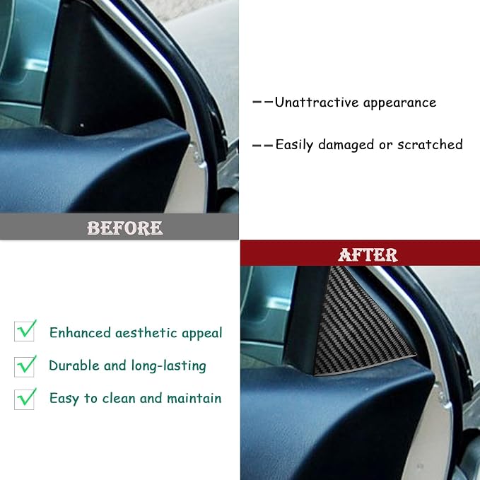 Real Carbon Fiber Trim for Honda Accord Accessories | for 2003 2004 2005 2006 2007，Gear Shift Box Panel Side Strips，Interior Dash Panel，Thick Overlay Sticker Decal