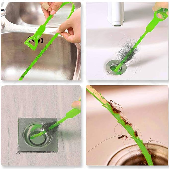 Drain Clog Remover - Gutter Cleaning Tools Drain Cleaner for Toilet Sewer Shower Kitchen Bathroom Tub Clogged Drains Opener Cleaning Tool, Flexible Grabber Claw Pick Up Reacher (7-in-1)
