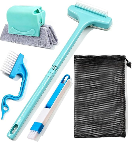 Window Track Cleaning Brush, 2-in-1 Groove Cleaning Tool with 3 Replaceable Pads, Multifunctional Gap Brush for Window Sills Sliding Door Tracks Corners, Household Dust Removal Cleaning Kit | 3 Replaceable Pads Multifunctional Gap Brush for Window Sill...
