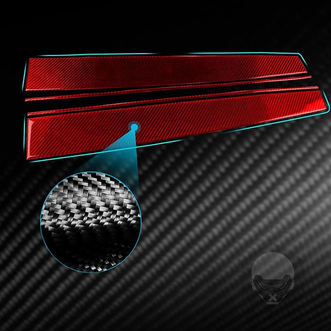 Red Real Carbon Fiber Trim for Tesla Accessories | for Model 3 2017-2022 / Model Y 2020-2024 Dashboard Instrument Panel Sticker Interior Thick Overlay Decal