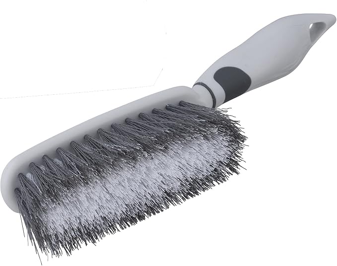Dustpan and Brush Set, Hand Broom with Ergonomic Grip Handle - Rubber Edge for Easy Dirt Pickup, Durable Material - Grey & Blue Hand Brush by Superio, 2-Pack (Gray, 2-Pack)
