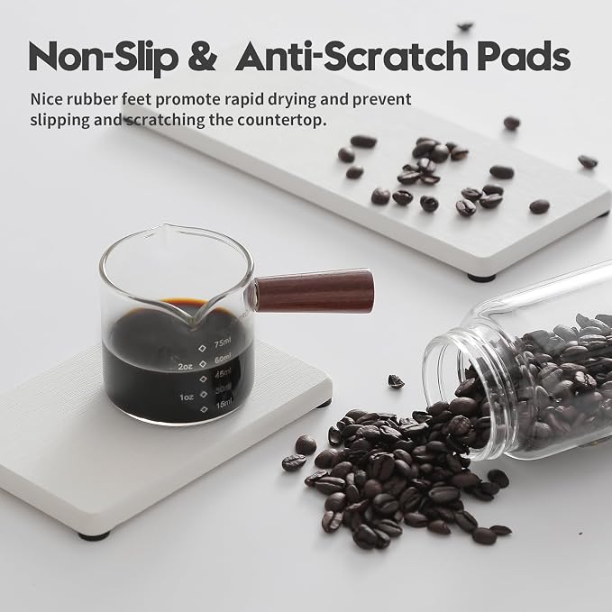 Razborci 3PCS Bathroom Sink Vanity Trays, Quick Stone Drying Mat Dish Soap Dispenser Sponge Holder for Kitchen Counter, Diatomaceous Earth Water Absorbing Caddy Organizer, White