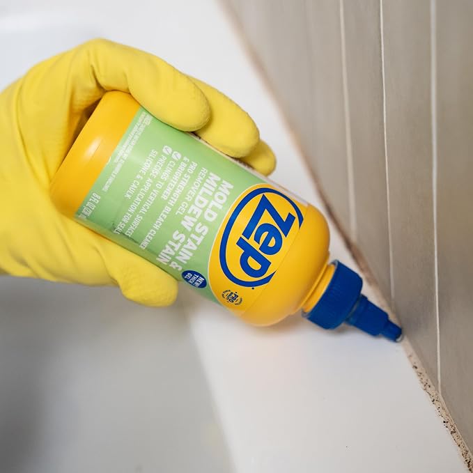 Zep Mold Stain & Mildew Stain Remover, Thick Gel - 8oz (Case of 12) | Cleans tough mold and mildew stains with a thick gel that clings to vertical surfaces for maximum coverage.