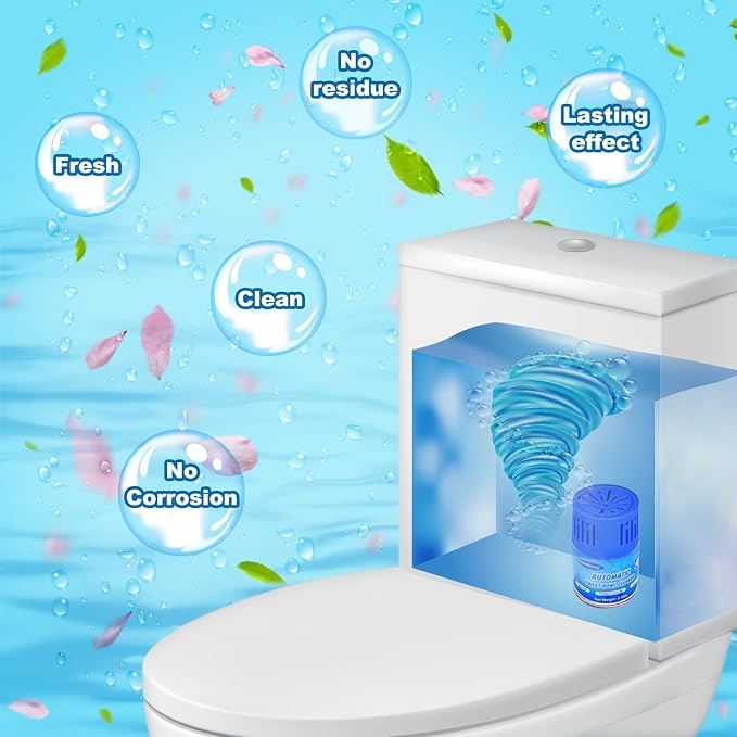 Automatic Toilet Bowl Cleaner Bottles, 2 Pack In-Tank Toilet Cleaner for Stain Build-Up Prevention, Blue Long-Lasting Toilet Tank Cleaner, Septic Safe, Fresh Scent, Up to 3 Months Each