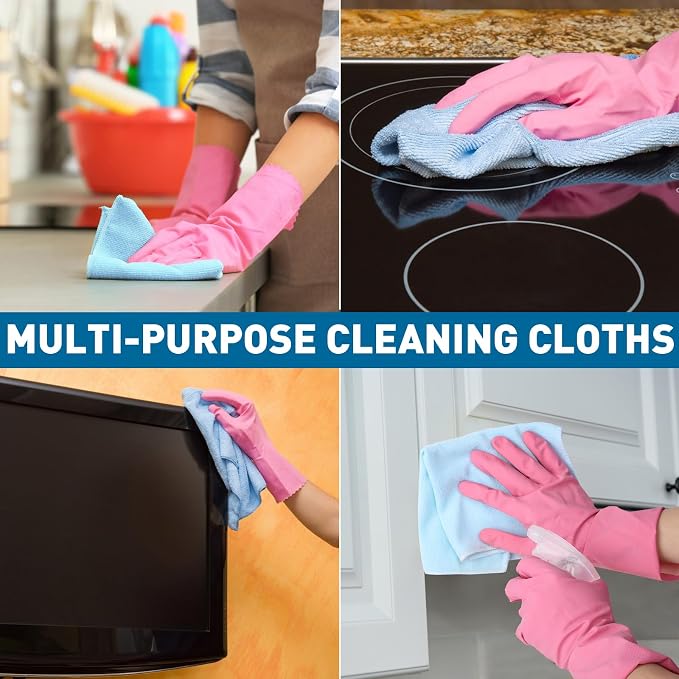 TEAWOO Microfiber Towels Bulk-400 Pack, Cleaning Cloths, Microfiber Towels for Cars, Cleaning Rags 5 Colors Assorted (11.5x11.5 inches)