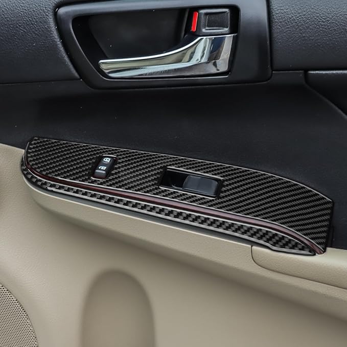Real Carbon Fiber Trim for Toyota Camry Accessories | for 2012 2013 2014 Door Glass Lifting Control Panel Window Switch Panel Sticker Interior Thick Overlay Decal 6PCs