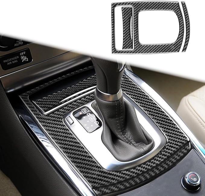 Real Carbon Fiber Trim for Infiniti Accessories | for G37 G25 Q60 Q40 X 2011-2015 Sedan Coupe Convertible Center Console Gear Shift Panel Interior Thick Overlay Decal - A