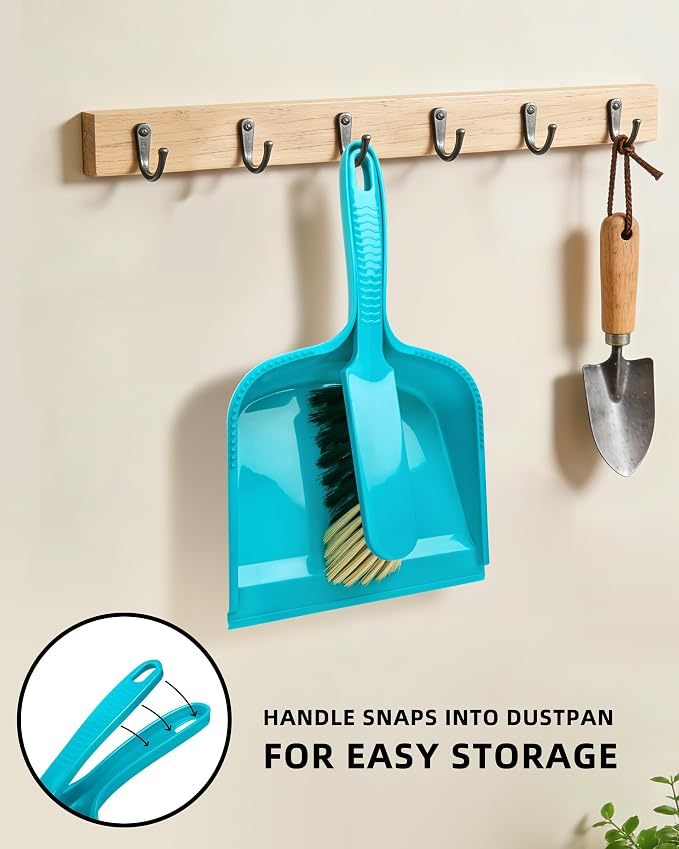 MR.SIGA Dustpan and Brush Set, Pack of 2 Set, Blue & Grey | Handheld brush and dustpan combo, small broom and dustpan set