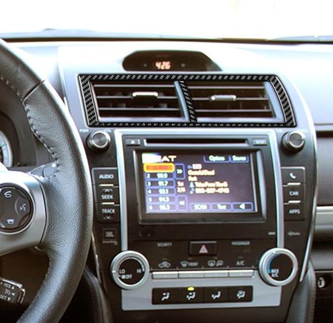 Real Carbon Fiber Trim for Toyota Camry Accessories | for 2012 2013 2014 Dashboard Central A/C Outlet Vent Panel Sticker Interior Thick Overlay Decal