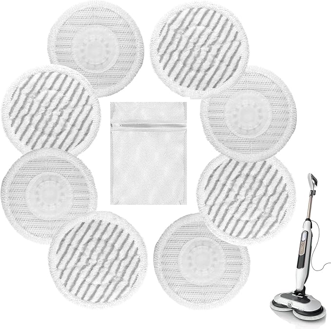 8 Pack Replacement Pads for Shark Steam Mop with Laundry Bag | for Shark S8201 S8001 S7001 S7201 S7000AMZ S7000 S7005 S7020 S7001C, Washable Steam and Scrub Mop Pads for Various Floors