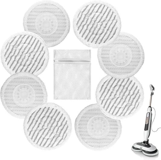 8 Pack Replacement Pads for Shark Steam Mop with Laundry Bag | for Shark S8201 S8001 S7001 S7201 S7000AMZ S7000 S7005 S7020 S7001C, Washable Steam and Scrub Mop Pads for Various Floors