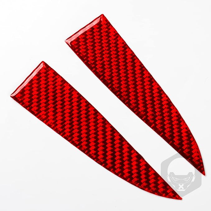 Red Real Carbon Fiber Trim for Tesla Accessories | for Model 3 2017-2022 / Model Y 2020-2024 Door Side Main Driver's Horn Speaker Panel Sticker Interior Thick Overlay Decal