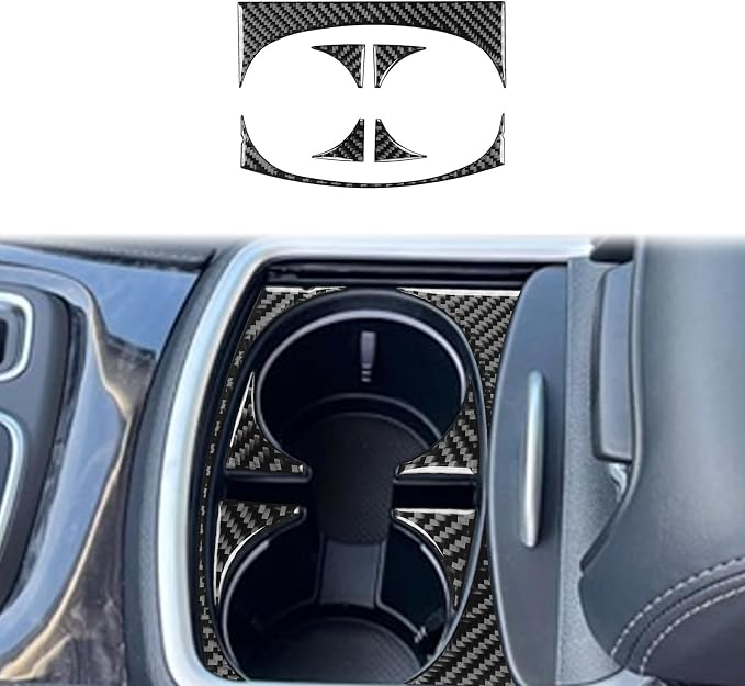 Real Carbon Fiber Trim for Chrysler 300 Accessories | for 2015-2023 300C 300S Limited/Touring Central Control Cup Holder Panel Sticker Interior Thick Overlay Decal